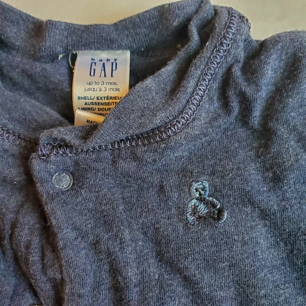 Baby Gap Blue Long Sleeve Footed Pajama Sleepsuit Bodysuit Romper thick 3 months